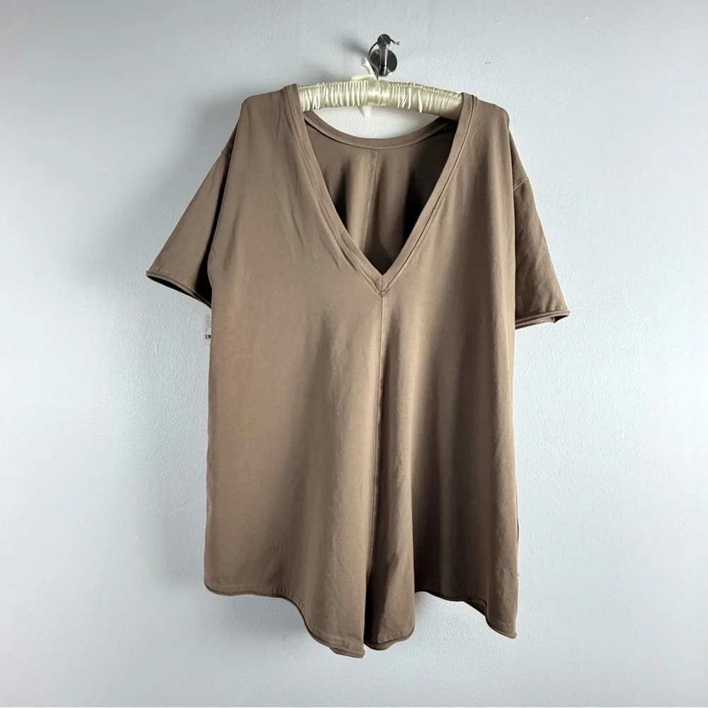FREE PEOPLE MOVEMENT HOT SHOT TEE ROMPER- Mocha Latte/ Tan Reversible NWT LARGE - Picture 5 of 15